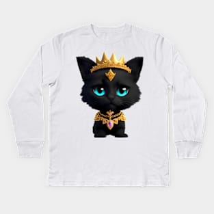 Cute little kitten prince Kids Long Sleeve T-Shirt